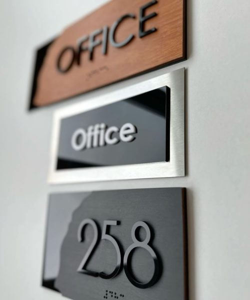 Trendy Wood and Steel Door Signs for Offices_ Custom Door Signs_Business Plates and Signs by Bsign